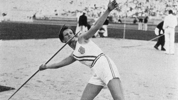 LOS ANGELES, CA - 1932: Mildred Babe Didrikson of the USA throws the javelin to win the gold medal during the Women's Track and Field javelin event at the 1932 Summer Olympic Games in Los Angeles, California. Didrikson was one of the most versatile sportswomen in the world, winning fame at the 1932 Games where she took both the 80 meter hurdles and javelin titles, and finished second in the high jump. Over a two year period, she continued to set world records in each event. She was an All-American basketball player but her more lasting fame came when she took up golf and won the Women's Amateur title once and the US Open on three occasions, the third time in 1953 after fighting cancer from which she died in 1956.